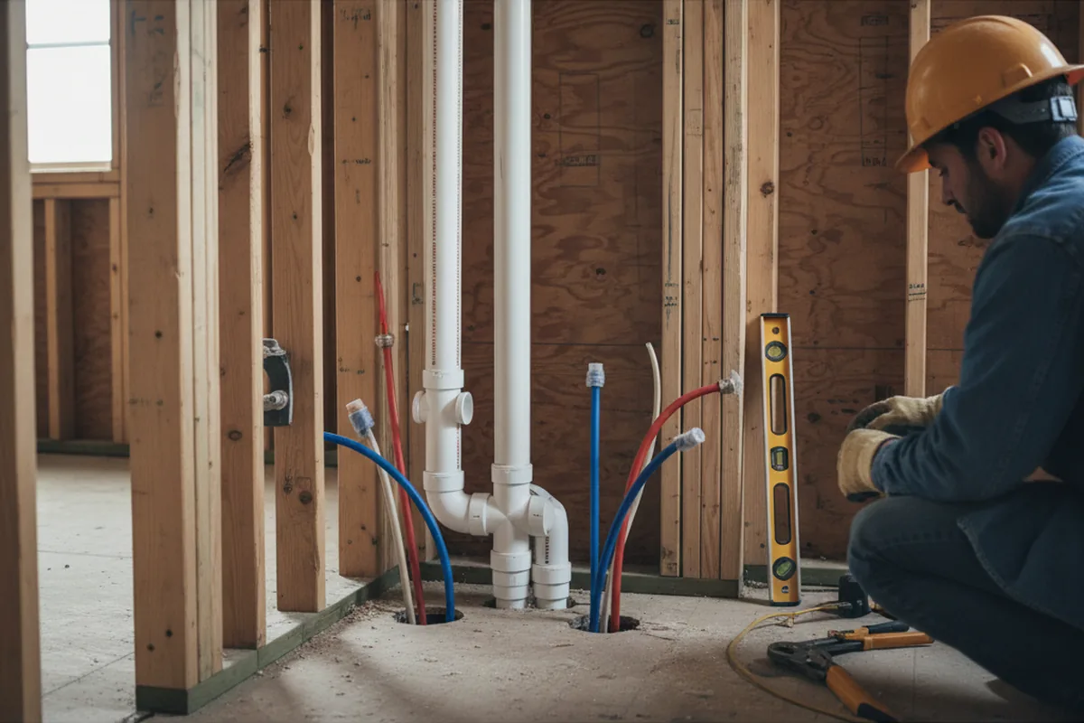 Drain and supply rough-in during Garbage Disposal Repair in Blue Ridge